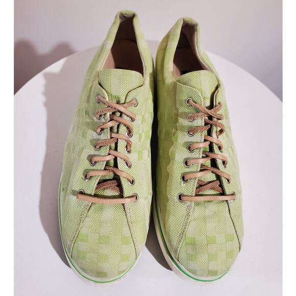 Burberry London Green Gingham Check Plaid Low Top Sneakers Womens Size 38 US 8 - Picture 1 of 10